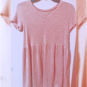 Tagless striped cotton tri blend babydoll dress